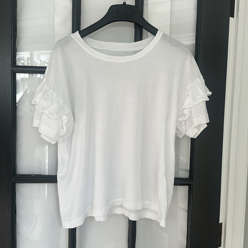 Current Elliott ruffle roadie white tee (2) 🌿 - Picture 2 of 6